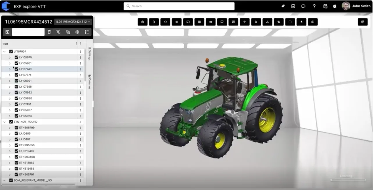 Digital Twin eines Traktors in explore